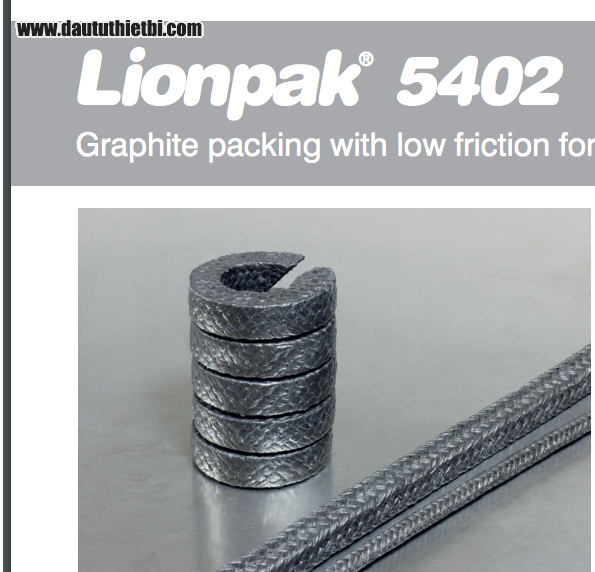 Tết chèn Lionpak® 5402 Graphite packing tẩm chì làm kín van ½ Inch X 25 Ft 
