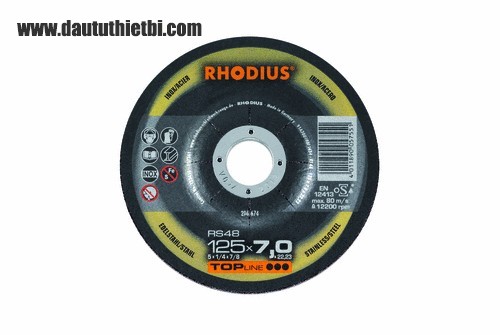 Đá mài thép không gỉ inox RHODIUS kích thước 125 X 22.23 X 6 MM PART NUMBER :206672 CODE: RS48
